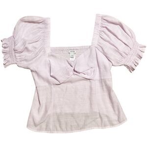 Nine West Lilac Fairy Puff Sleeve Corset Top Cottagecore Girly Princess Size L